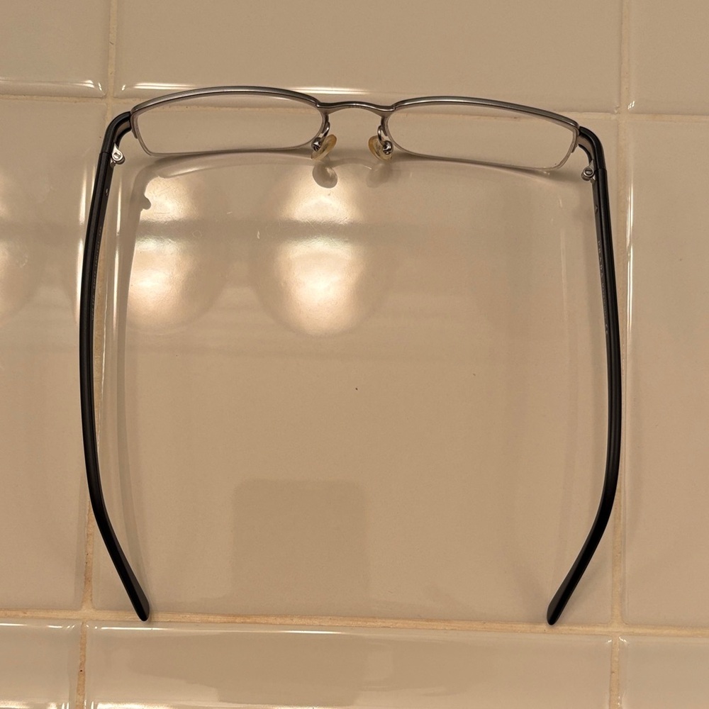 Prada Black and Silver Half Rim Rectangular Eyegl… - image 7